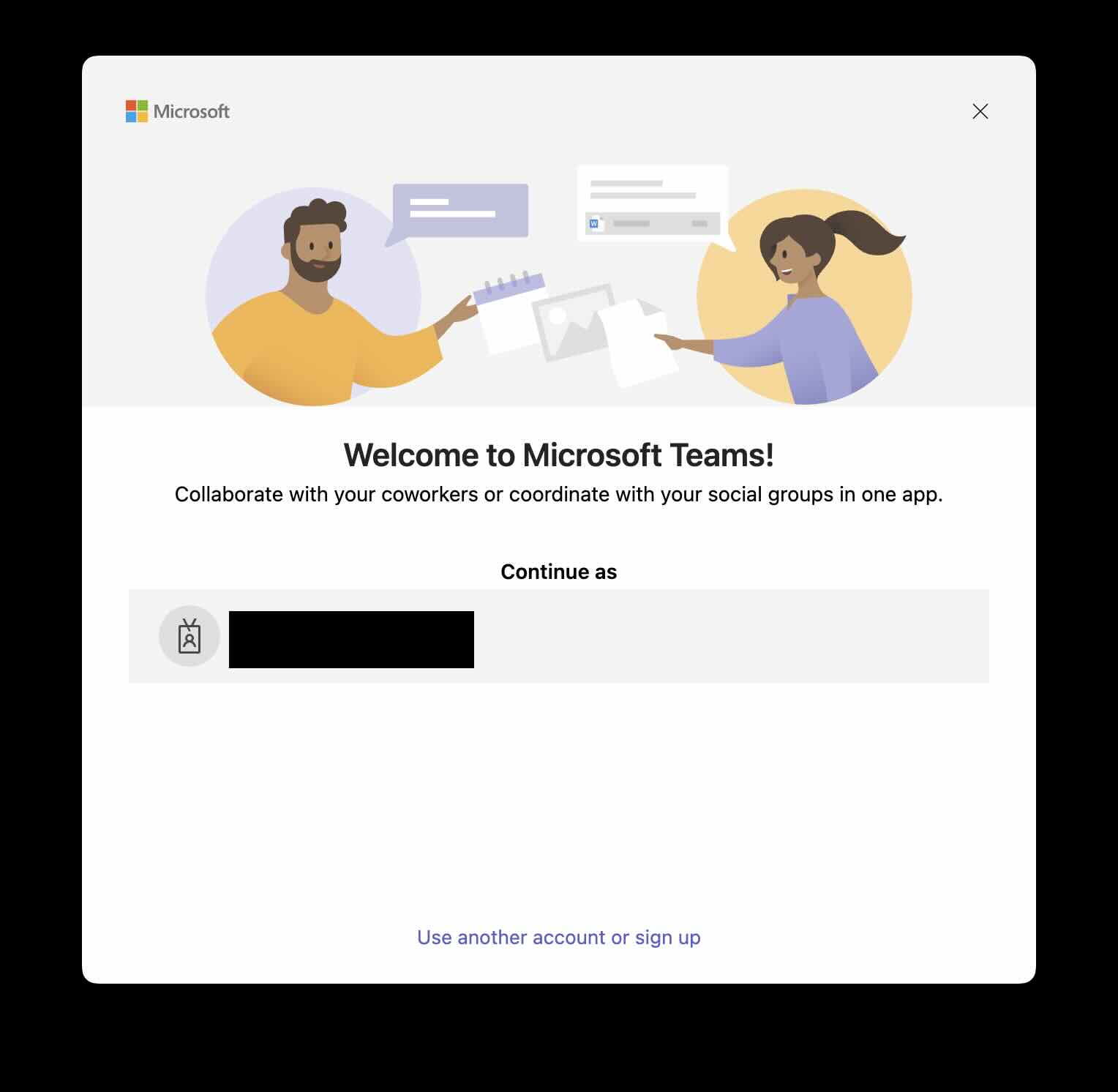 Microsoft Teams Welcome Screen on Mac